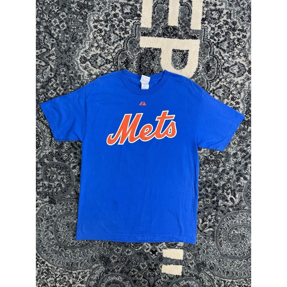New York Mets MLB Men's Gary Carter #8 T-Shirt Size Large  Majestic NY Logo Blue